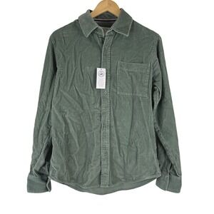Sun + Stone Mens Corduroy Button Up Shirt Artichoke Green 100188504MN Small New